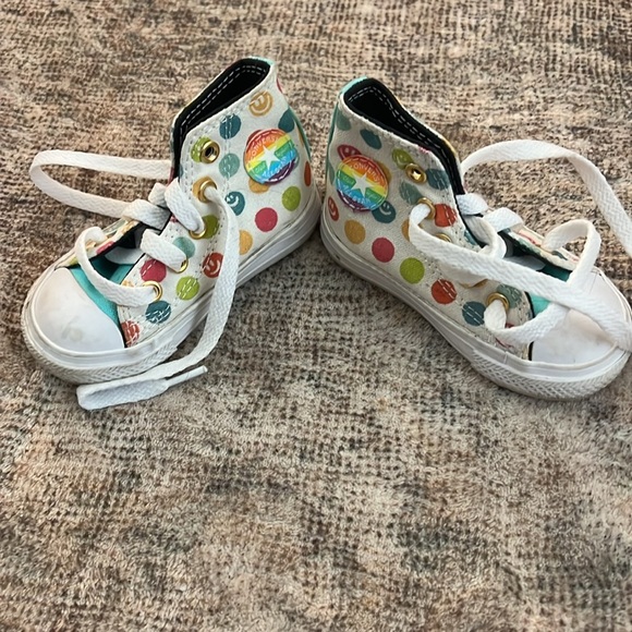 Converse All Star Polka Dot High Top Custom Size Toddler 4 (Isa on Side) - Picture 2 of 4